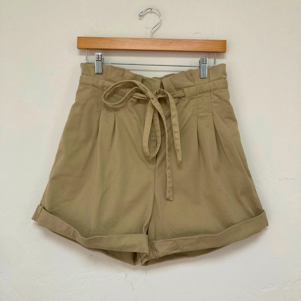 TWP Peck Khaki Paperbag Women's Tan Shorts Made in USA Sz M